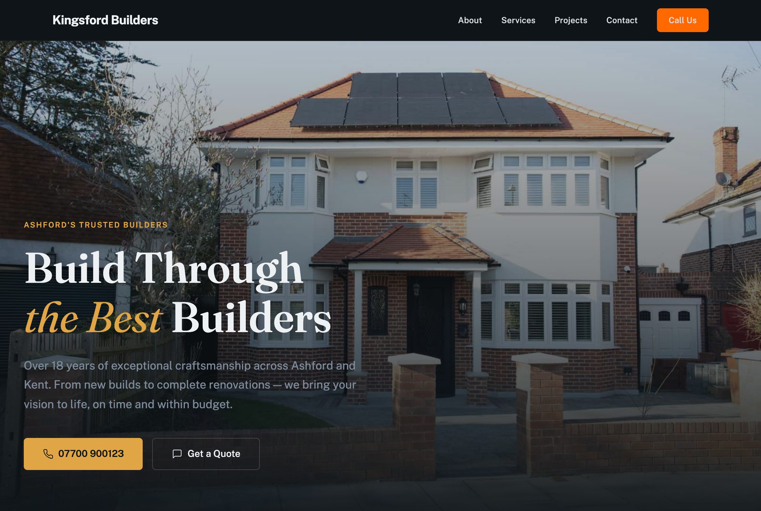 Example of a modern website Agentima built for a building firm